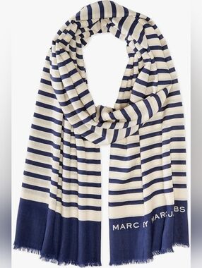 NWT Luxury Marc by Marc Jacobs 100% Mercerized Wool Breton Scarf